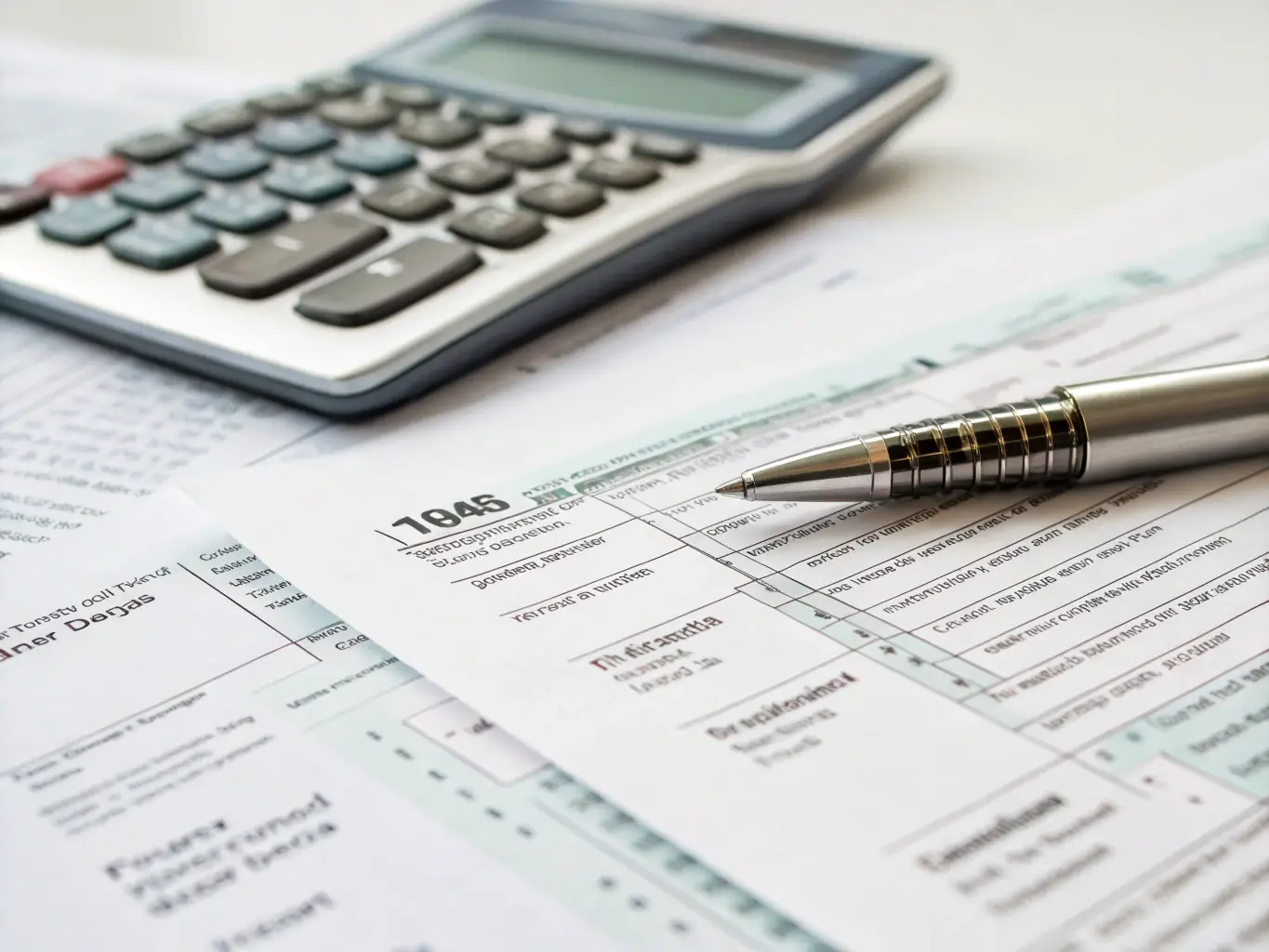 A person using a tax preparation software on a computer, with tax forms and documents scattered around, illustrating tax planning for a small business.