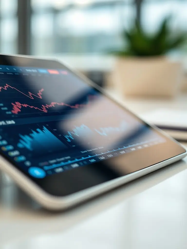 An image of diverse investment options, such as stocks, bonds, and real estate, displayed on a tablet, representing investment advice for small business owners.