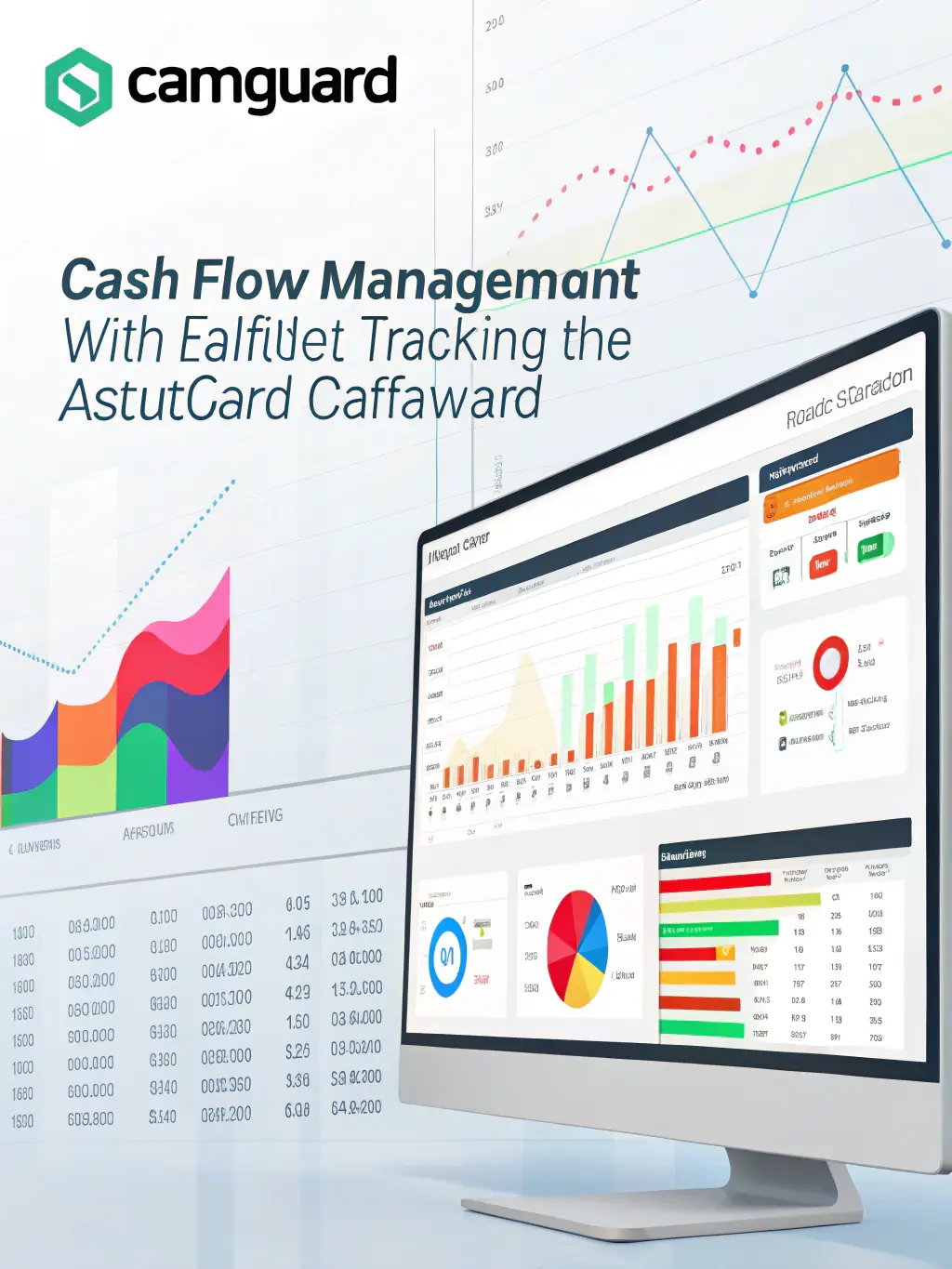A visual representation of cash flowing in and out of a small business, depicted through charts and graphs, emphasizing the importance of cash flow management.